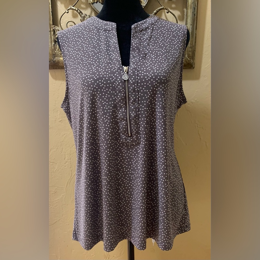 Anne Klein Blouse with zipper v-neck Size Medium